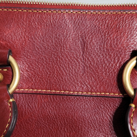 Dooney & BURKE Florentine Cameron Satchel Red, Italian Vacchetta Leather - Picture 8 of 15